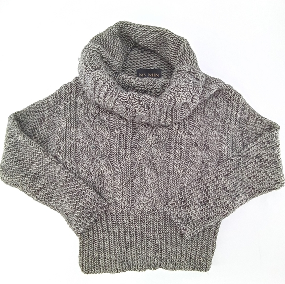 Ms Min Wool Cable Knit Cowl Neck Cropped Sweater - Picture 3 of 12